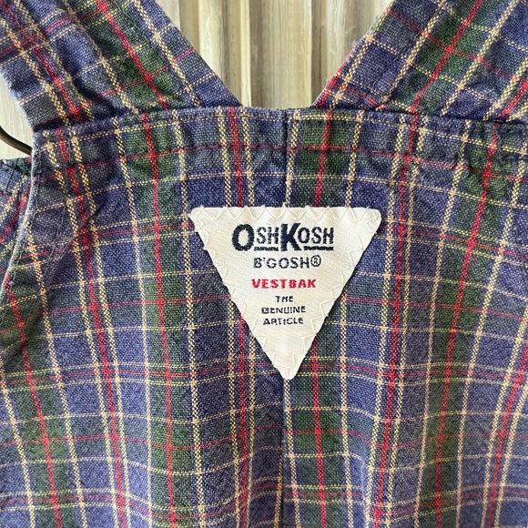 Vintage OshKosh B'gosh Multicolor Plaid Overalls 18months leg snap closure - Picture 6 of 11